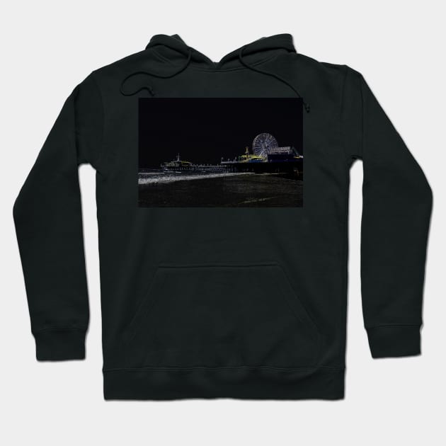 Black Neon Santa Monica Pier Hoodie by Christine aka stine1